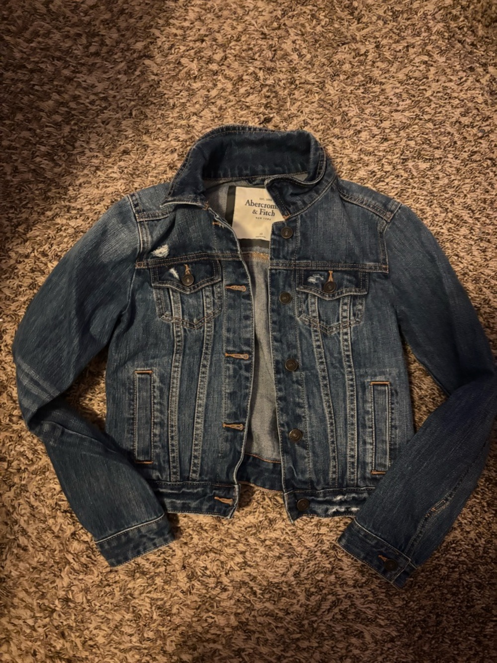 Abercrombie & Fitch Medium Blue Denim Jacket with Button Front